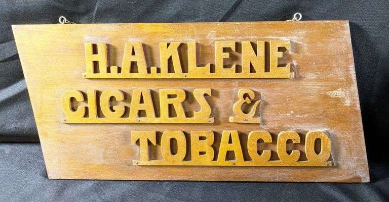 WOOD SIGN H.A. KLENE CIGARS & TOBACCO