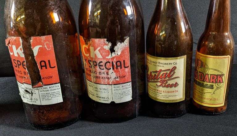 4 PAPER LABEL DICK'S BEER BOTTLES QUINCY ILLINOIS LINCOLN NEBRASKA