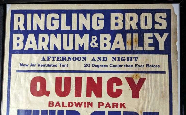 RINGLING BROS BARNUM & BAILEY CIRCUS POSTER QUINCY ILLINOIS