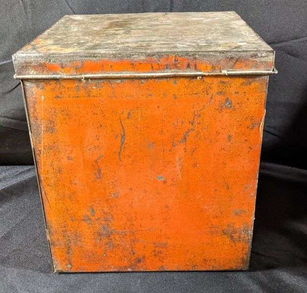 RIEDINGER & OERTLE CRACKERS CAKES & CONFECTIONERY GLASS FRONT BIN TIN QUINCY ILLINOIS