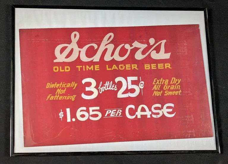 SCHOR'S OLD TIME LAGER BEER 3 BOTTLES FOR 25¢ PEORIA ILLINOIS