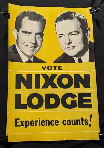 1960 VOTE NIXON LODGE PRESIDENTIAL ELECTION CAMPAIGN POSTER SIGN