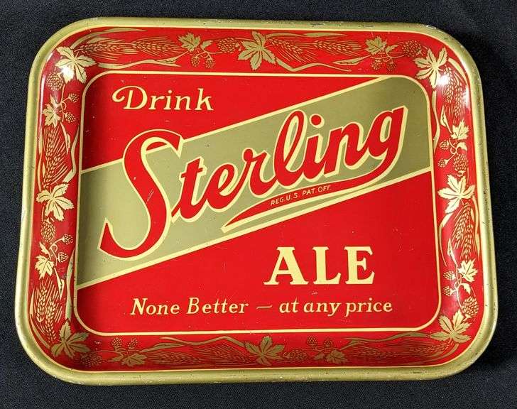 DRINK STERLING ALE BEER TRAY EVANSVILLE INDIANA