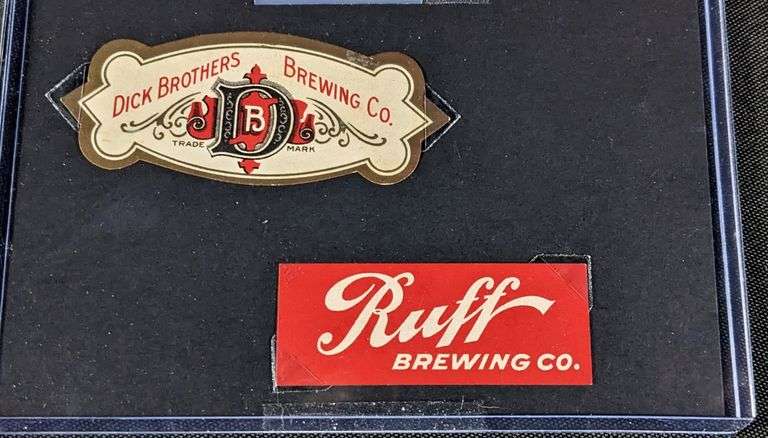 DICK & BROS & RUFF BREWING QUINCY ILLINOIS BEER BOTTLE LABELS DARK & AMBER
