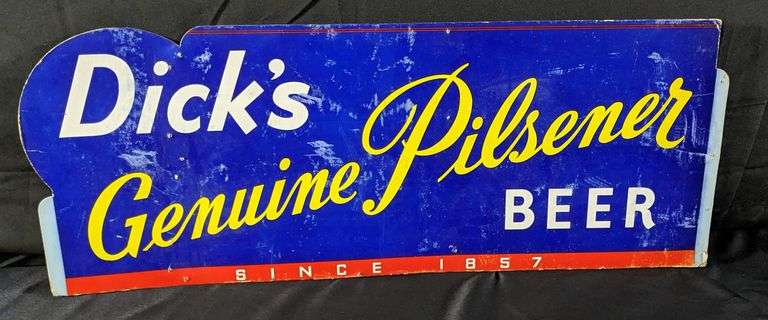 CARDSTOCK SIGN DICK'S GENUINE PILSENER BEER SINCE 1957 QUINCY ILLINOIS