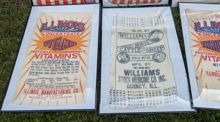 8 VINTAGE FEED SACKS FROM QUINCY ILLINOIS