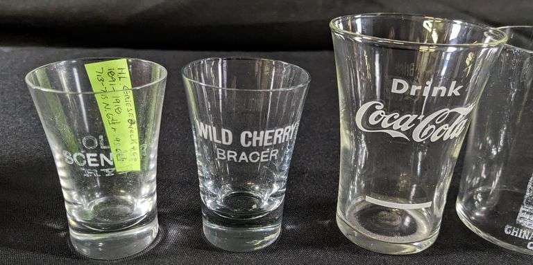 5 ETCHED GLASSES COCA COLA WARSAW & QUINCY ILLINOIS GRIESEDIECK