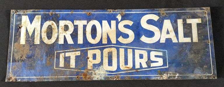 2 SIDED TIN SIGN MORTONS SALT IT POURS