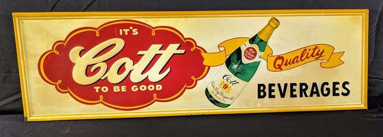 EMBOSSED TIN SIGN IT'S COTT TO BE GOOD QUALITY BEVERAGES