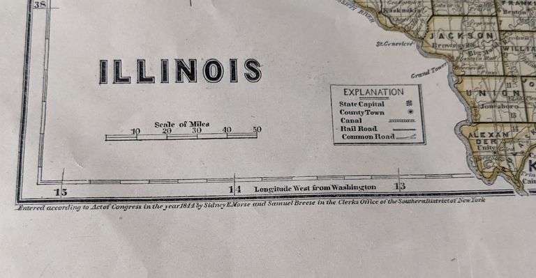 1844 MAP OF ILLINOIS