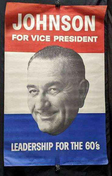 1960 JOHNSON FOR VICE PRESIDENT PAPER POSTER (LBJ)