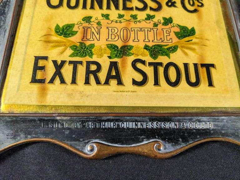 CELLULOID BEER SIGN GUINESS & CO'S EXTRA STOUT IN BOTTLE