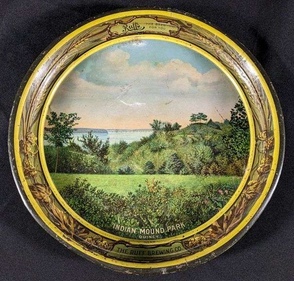 PRE PRO BEER TRAY THE RUFF BREWING CO QUINCY ILLINOIS INDIAN MOUND PARK