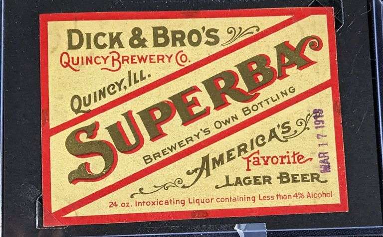 DICK & BRO'S QUINCY ILLINOIS BEER BOTTLE LABELS VIENNA STYLE SUPERBA