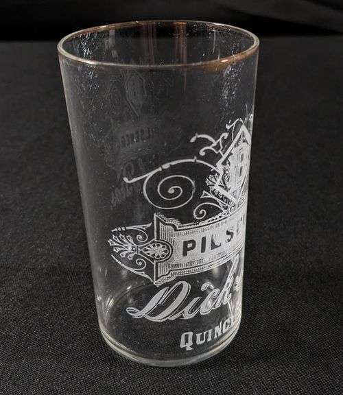 DICK BROS BREWERY QUINCY ILLINOIS ETCHED PILSENER BEER GLASS