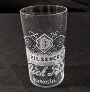 DICK BROS BREWERY QUINCY ILLINOIS ETCHED PILSENER BEER GLASS