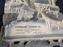 ANTIQUE EMBOSSED VICTORIAN CALENDAR EAGLE & ELK STEINKAMP HARNESS CO QUINCY IL