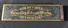 UNUSUAL SHAPE GEM CITY TOBACCO WORKS QUINCY ILLINOIS GOLDEN RULE TOBACCO TIN
