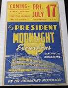 4 VINTAGE MISSISSIPPI RIVER STEAMBOAT PADDLE WHEEL POSTERS SS PRESIDENT & CAPITOL IOWA ILLINOIS
