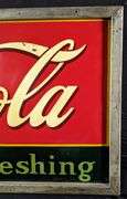 1936 TIN SIGN DRINK COCA COLA DELICIOUS REFRESHING ORIGINAL WOOD FRAME