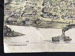 ANTIQUE COLORED MAP OF QUINCY ILLINOIS