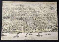ANTIQUE COLORED MAP OF QUINCY ILLINOIS