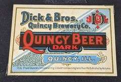 DICK & BROS & RUFF BREWING QUINCY ILLINOIS BEER BOTTLE LABELS DARK & AMBER