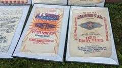 8 VINTAGE FEED SACKS FROM QUINCY ILLINOIS