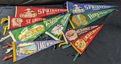 9 VINTAGE 1950'S - 1960'S FELT TRAVEL PENNANTS