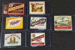 POPEL-GILLER WARSAW BREWING ILLINOIS BEER BOTTLE LABELS EXTRA PALE BILLIKEN CLUB OLD TAVERN BURGEMEI