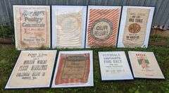 8 VINTAGE FEED FLOUR & SALT SACKS FROM QUINCY ILLINOIS