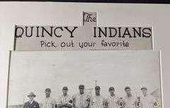 LARGE PHOTOGRAPH THE QUINCY INDIANS BASEBALL TEAM