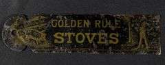 GOLDEN RULE STOVES QUINCY ILLINOIS TIN LEDGER BOOK BOOKMARK TIN SIGN 10" RULER