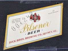 DICK BROS BREWING QUINCY ILLINOIS BEER BOTTLE LABELS PILSENER