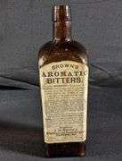BROWN'S AROMATIC BITTERS BOTTLE HANNIBAL MISSOURI CORK TOP