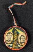 1908 CELLULOID POCKET MIRROR LINCOLN DOUGLAS DEBATE QUINCY ILLINOIS