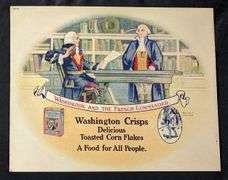 2 SIDED CARDSTOCK SIGN WASHINGTON CRISPS CEREAL QUINCY ILLINOIS