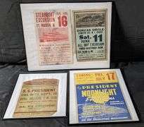4 VINTAGE MISSISSIPPI RIVER STEAMBOAT PADDLE WHEEL POSTERS SS PRESIDENT & CAPITOL IOWA ILLINOIS