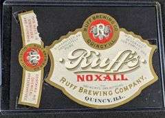 RUFF RIEDEL BREWING QUINCY IL BEER BOTTLE LABELS BOCK BURG-MEISTER CLIQUE NOXALL EXPORT JAEGER BRAU 