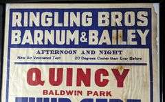RINGLING BROS BARNUM & BAILEY CIRCUS POSTER QUINCY ILLINOIS