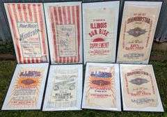8 VINTAGE FEED SACKS FROM QUINCY ILLINOIS