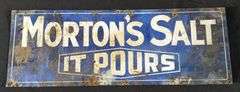 2 SIDED TIN SIGN MORTONS SALT IT POURS
