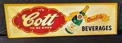 EMBOSSED TIN SIGN IT'S COTT TO BE GOOD QUALITY BEVERAGES