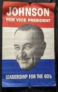 1960 JOHNSON FOR VICE PRESIDENT PAPER POSTER (LBJ)
