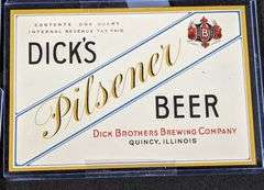 DICK BROS BREWING QUINCY ILLINOIS BEER BOTTLE LABELS PILSENER