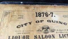 PRE PRO 1876 - 1877 CITY QUINCY ILLINOIS LIQUOR SALOON LICENSE #41