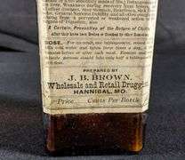 BROWN'S AROMATIC BITTERS BOTTLE HANNIBAL MISSOURI CORK TOP