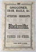 1853 JOEL RICE & SONS GROCERIES IRON & NAILS QUINCY ILLINOIS POSTER SIGN