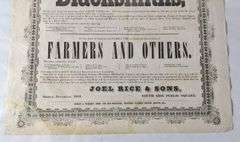 1853 JOEL RICE & SONS GROCERIES IRON & NAILS QUINCY ILLINOIS POSTER SIGN