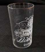 DICK BROS BREWERY QUINCY ILLINOIS ETCHED PILSENER BEER GLASS